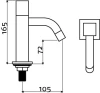 Clou Freddo fonteinkraan (freddo 5) hoge versie rvs geborsteld TechnicalDrawing-Basic