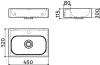 Clou Mini Match Me fontein met voorbewerkt kraangat zonder plug aluite TechnicalDrawing-Basic