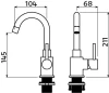 Clou Xo wastafelmengkraan type 1 met draaibare uitloop chroom TechnicalDrawing-Basic