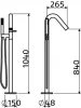 Clou Xo vrijstaande badmengkraan type 8 met handdouche chroom TechnicalDrawing-Basic