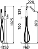 Clou Xo vrijstaande badmengkraan type 7 met handdouche chroom TechnicalDrawing-Basic