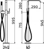 Clou Xo vrijstaande badmengkraan type 3 met handdouche chroom TechnicalDrawing-Basic