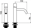 Clou Xo wastafelmengkraan type 12 chroom TechnicalDrawing-Basic