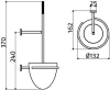 Clou Slim toiletborstelgarnituur wandmodel rvs geborsteld en aluite TechnicalDrawing-Basic