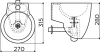 Clou Flush 6 fontein 27cm met kraangat mat zwart keramiek technische tekening