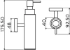 Clou Sjokker zeepdispenser 100cc wandmodel mat zwart technische tekening