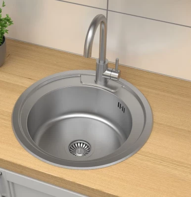 Aquadesign Ross basic ronde RVS spoelbak opbouw met kraangat 1208956232